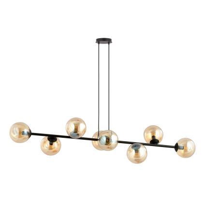Ljuskrona med textilsladd ROSSI 8xE14/10W/230V svart/beige