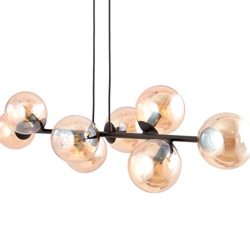 Ljuskrona med textilsladd ROSSI 8xE14/10W/230V svart/beige