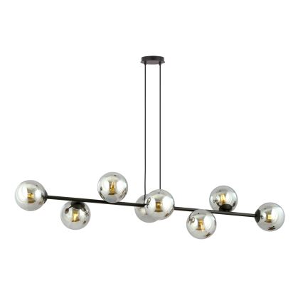 Ljuskrona med textilsladd ROSSI 8xE14/10W/230V svart/grå