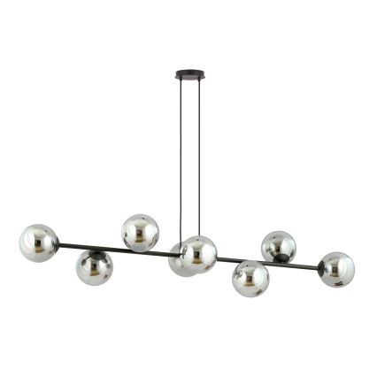 Ljuskrona med textilsladd ROSSI 8xE14/10W/230V svart/grå