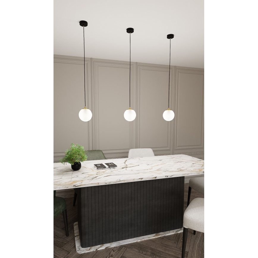 Ljuskrona med textilsladd ROYAL 1xE14/10W/230V diameter 14 cm svart