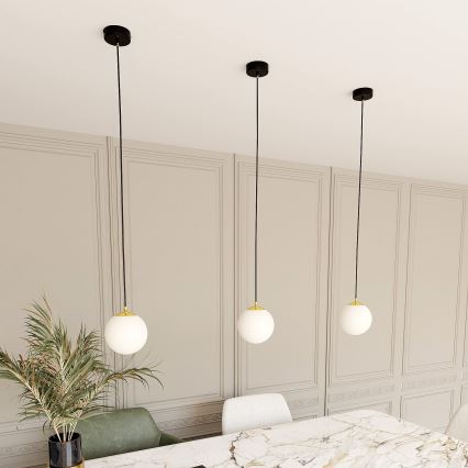 Ljuskrona med textilsladd ROYAL 1xE14/10W/230V diameter 14 cm svart
