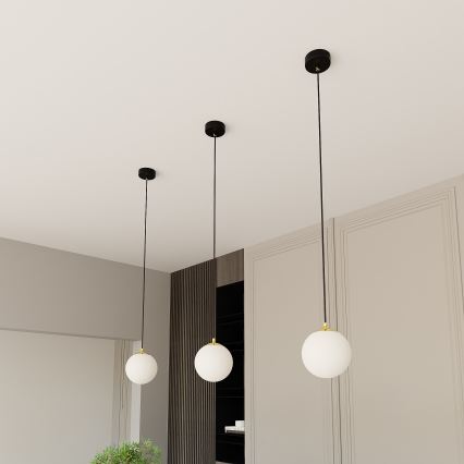 Ljuskrona med textilsladd ROYAL 1xE14/10W/230V diameter 14 cm svart