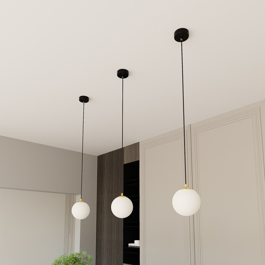 Ljuskrona med textilsladd ROYAL 1xE14/10W/230V diameter 14 cm svart