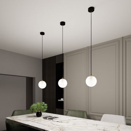 Ljuskrona med textilsladd ROYAL 1xE14/10W/230V diameter 14 cm svart