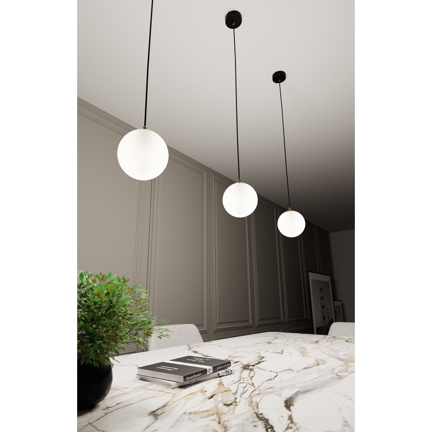 Ljuskrona med textilsladd ROYAL 1xE14/10W/230V diameter 14 cm svart