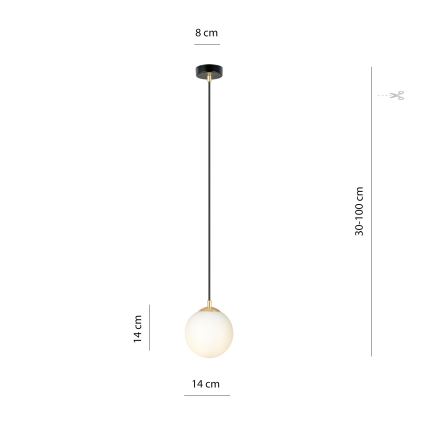 Ljuskrona med textilsladd ROYAL 1xE14/10W/230V diameter 14 cm svart