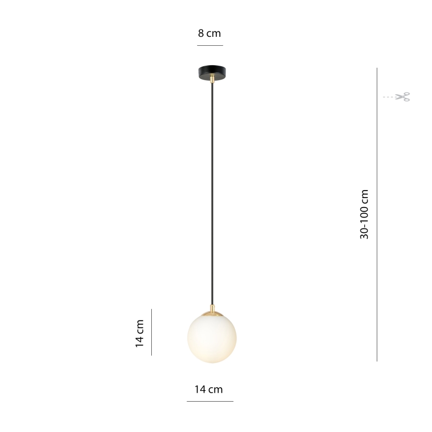 Ljuskrona med textilsladd ROYAL 1xE14/10W/230V diameter 14 cm svart