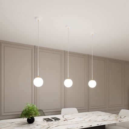 Ljuskrona med textilsladd ROYAL 1xE14/10W/230V diameter 14 cm vit