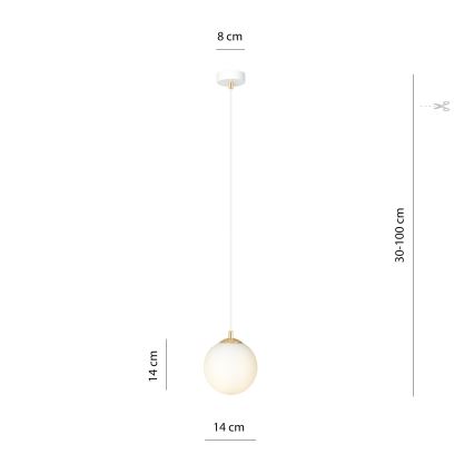 Ljuskrona med textilsladd ROYAL 1xE14/10W/230V diameter 14 cm vit