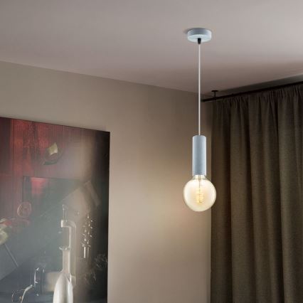 Ljuskrona med textilsladd SAGA 1xE27/40W/230V grå