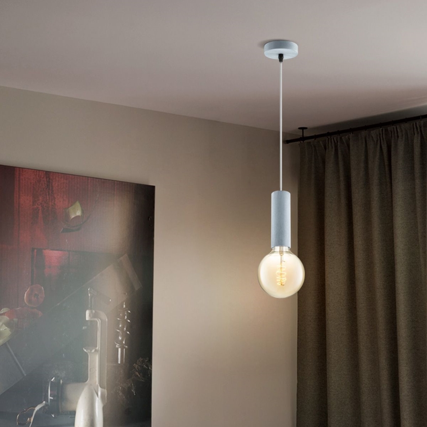 Ljuskrona med textilsladd SAGA 1xE27/40W/230V grå
