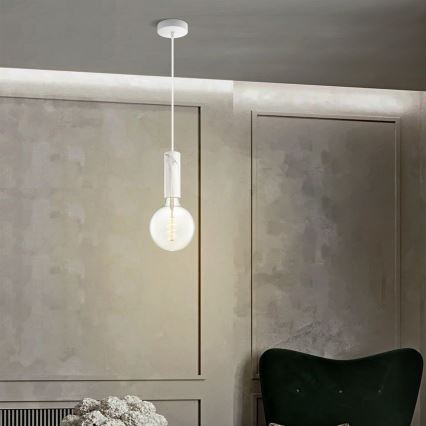 Ljuskrona med textilsladd SAGA 1xE27/40W/230V granit