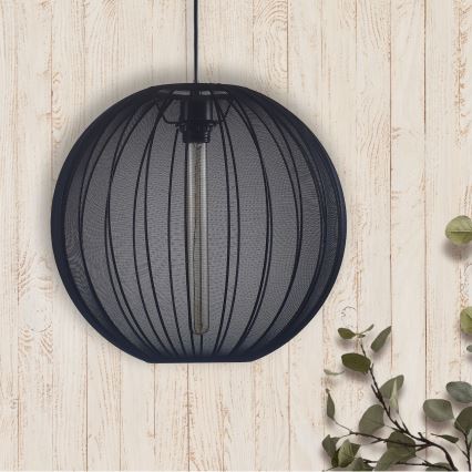 Ljuskrona med textilsladd SENSAI 1xE27/20W/230V diameter 40 cm svart
