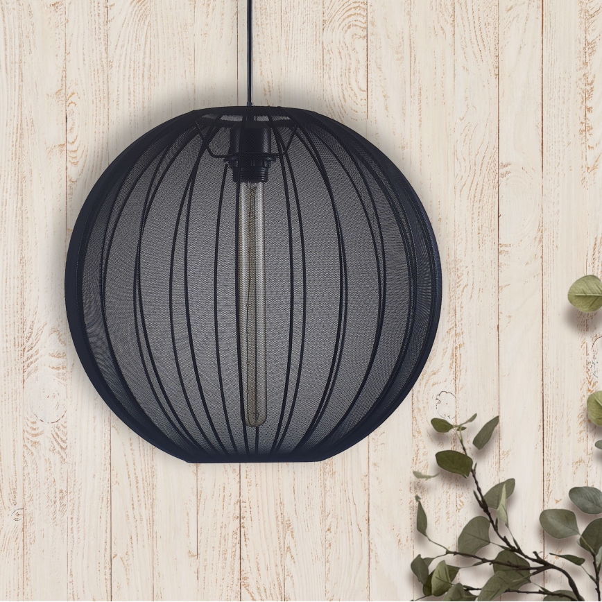 Ljuskrona med textilsladd SENSAI 1xE27/20W/230V diameter 40 cm svart