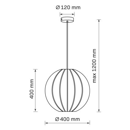 Ljuskrona med textilsladd SENSAI 1xE27/20W/230V diameter 40 cm svart