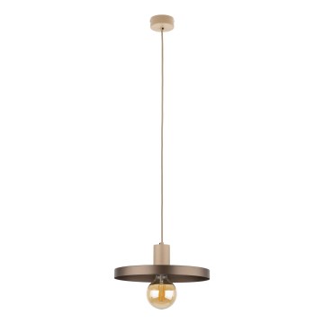 Ljuskrona med textilsladd SILA 1xE27/15W/230V diameter 30 cm brun/beige