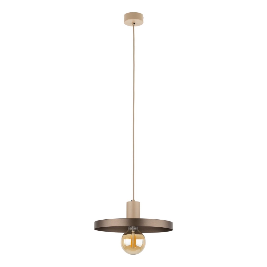 Ljuskrona med textilsladd SILA 1xE27/15W/230V diameter 30 cm brun/beige