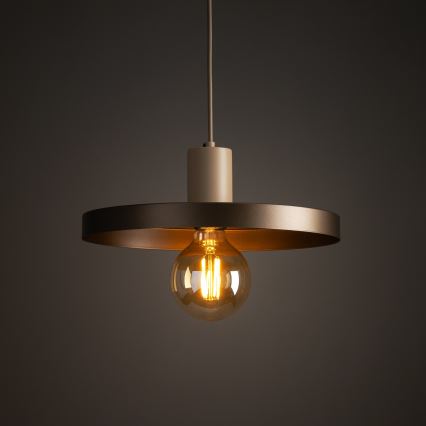 Ljuskrona med textilsladd SILA 1xE27/15W/230V diameter 30 cm brun/beige
