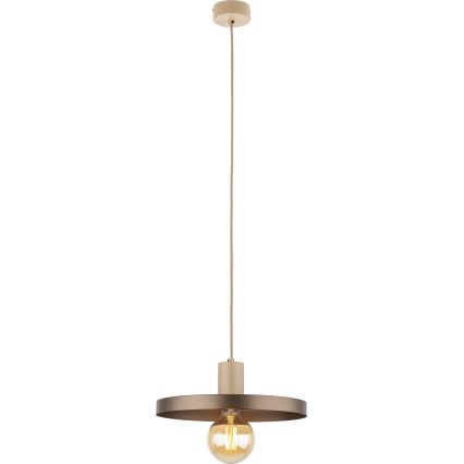 Ljuskrona med textilsladd SILA 1xE27/15W/230V diameter 30 cm brun/beige