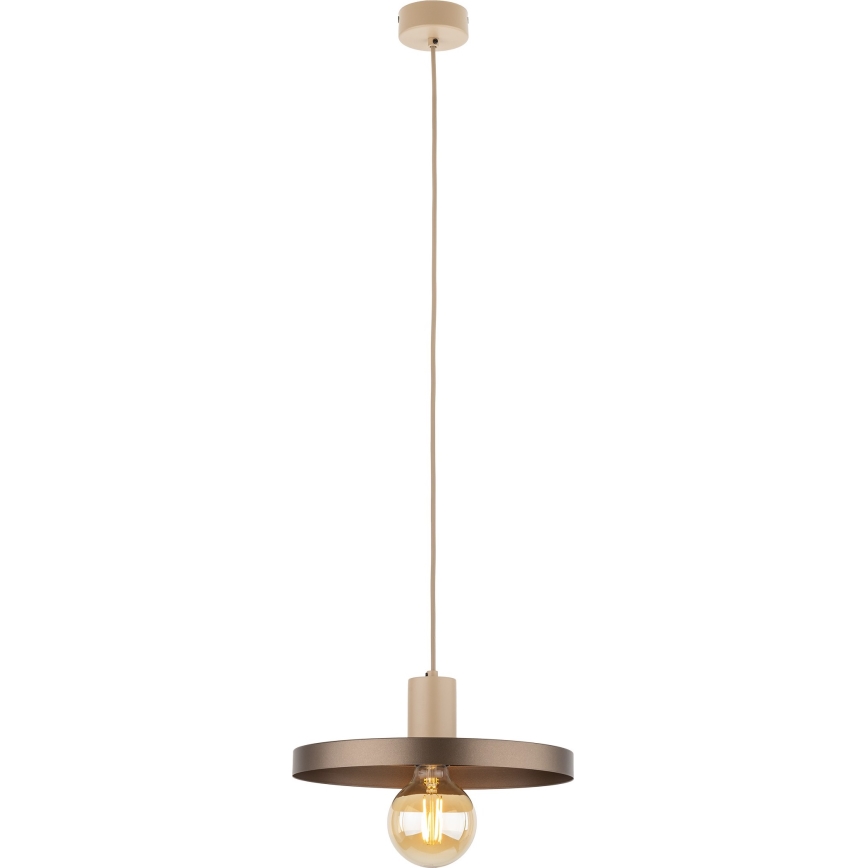 Ljuskrona med textilsladd SILA 1xE27/15W/230V diameter 30 cm brun/beige