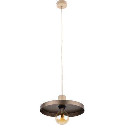 Ljuskrona med textilsladd SILA 1xE27/15W/230V diameter 30 cm brun/beige