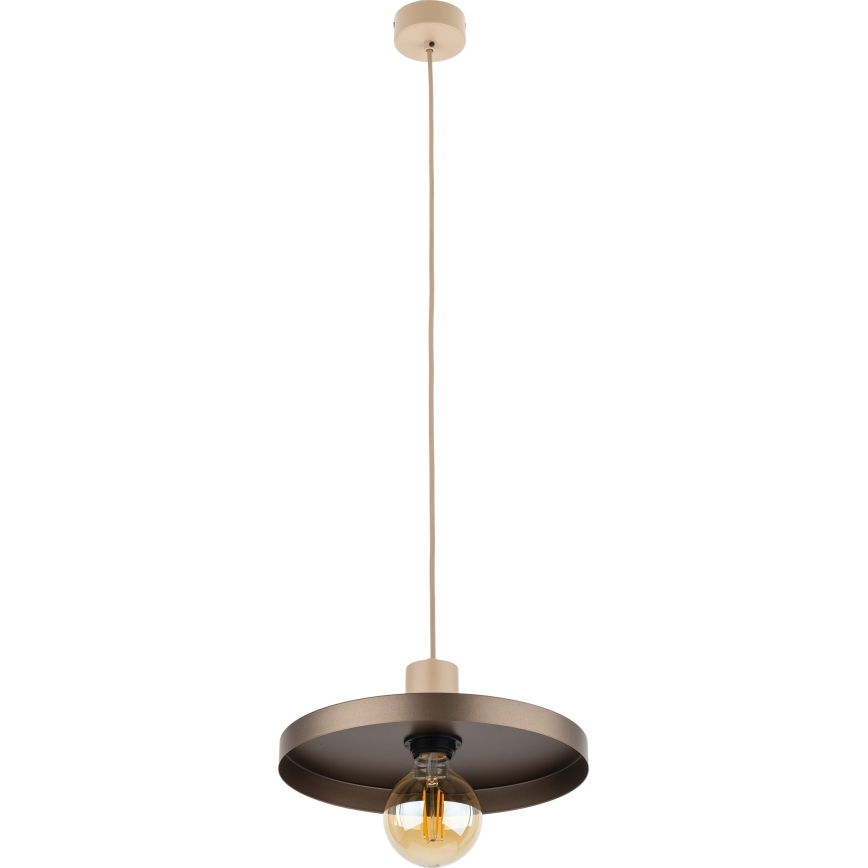 Ljuskrona med textilsladd SILA 1xE27/15W/230V diameter 30 cm brun/beige