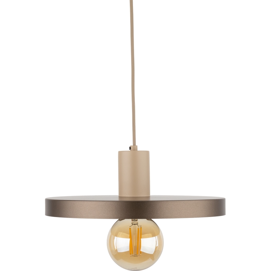 Ljuskrona med textilsladd SILA 1xE27/15W/230V diameter 30 cm brun/beige
