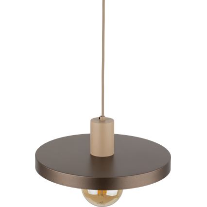 Ljuskrona med textilsladd SILA 1xE27/15W/230V diameter 30 cm brun/beige