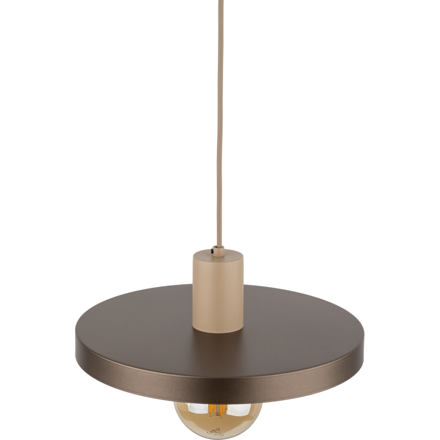 Ljuskrona med textilsladd SILA 1xE27/15W/230V diameter 30 cm brun/beige