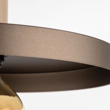 Ljuskrona med textilsladd SILA 1xE27/15W/230V diameter 30 cm brun/beige