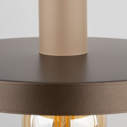 Ljuskrona med textilsladd SILA 1xE27/15W/230V diameter 30 cm brun/beige