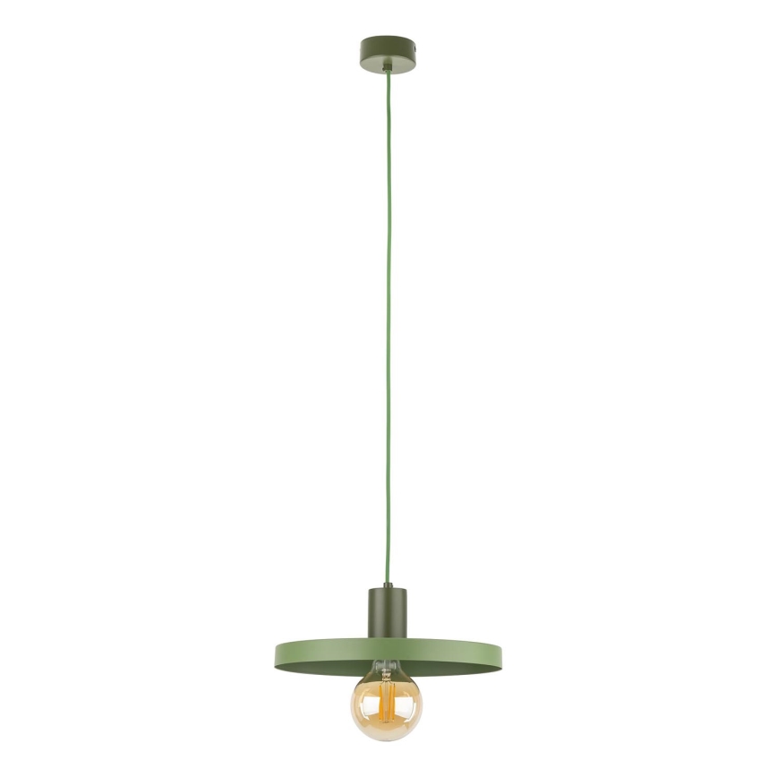Ljuskrona med textilsladd SILA 1xE27/15W/230V diameter 30 cm grön