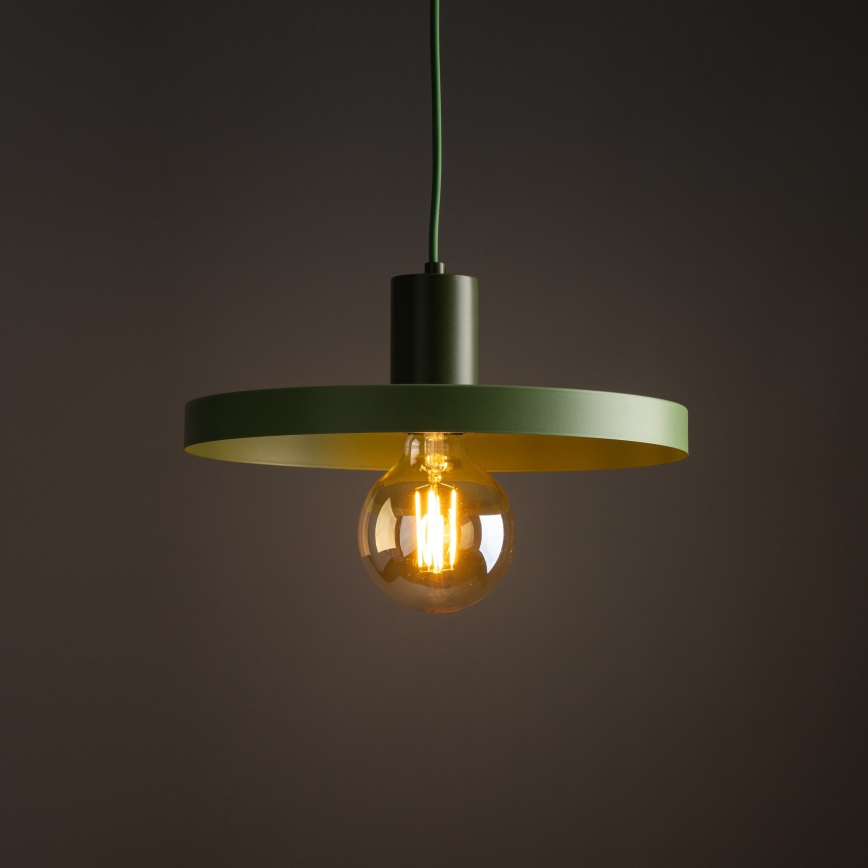 Ljuskrona med textilsladd SILA 1xE27/15W/230V diameter 30 cm grön