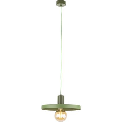 Ljuskrona med textilsladd SILA 1xE27/15W/230V diameter 30 cm grön
