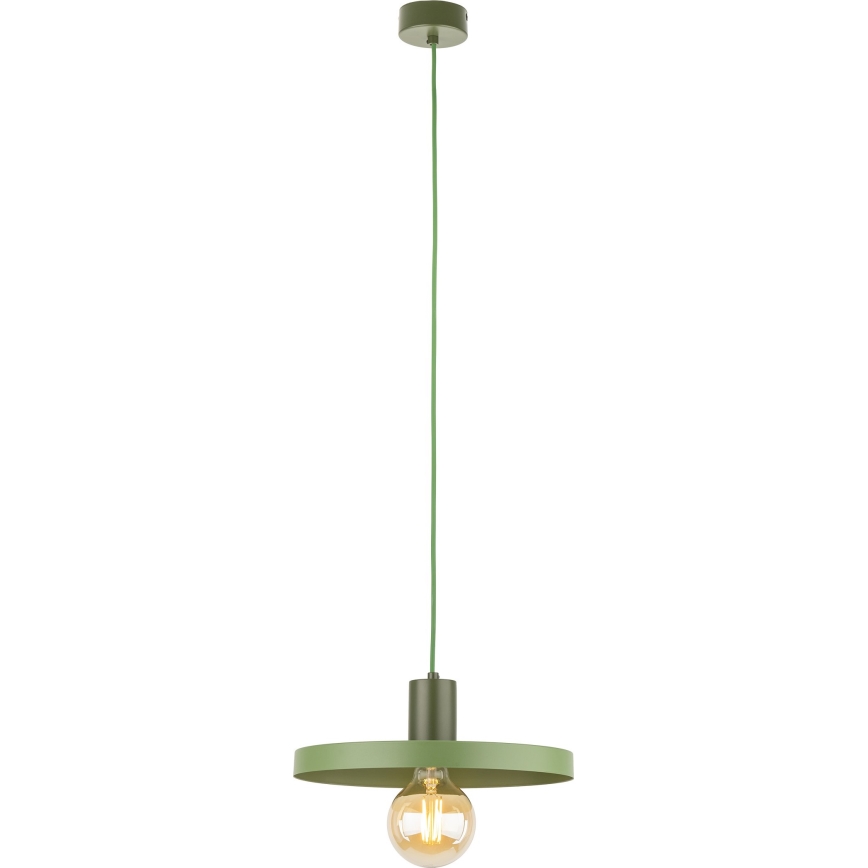 Ljuskrona med textilsladd SILA 1xE27/15W/230V diameter 30 cm grön