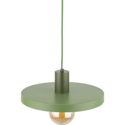Ljuskrona med textilsladd SILA 1xE27/15W/230V diameter 30 cm grön