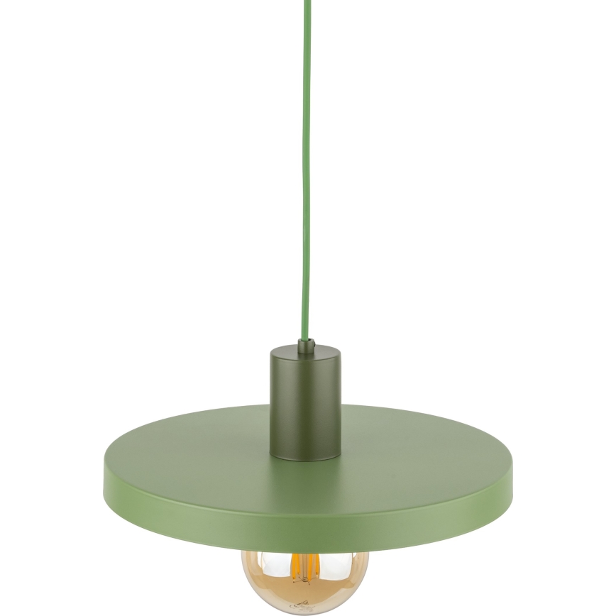 Ljuskrona med textilsladd SILA 1xE27/15W/230V diameter 30 cm grön