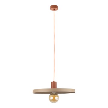 Ljuskrona med textilsladd SILA 1xE27/15W/230V diameter 40 cm beige/tegelsten