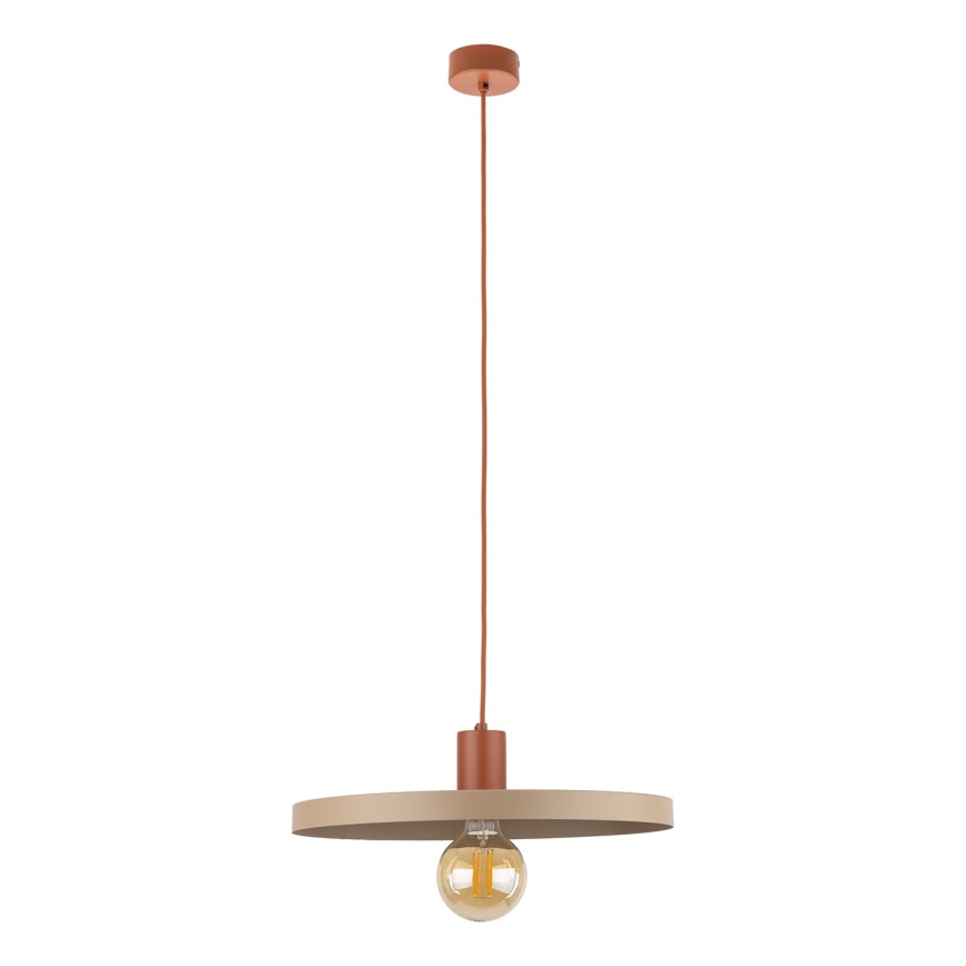 Ljuskrona med textilsladd SILA 1xE27/15W/230V diameter 40 cm beige/tegelsten