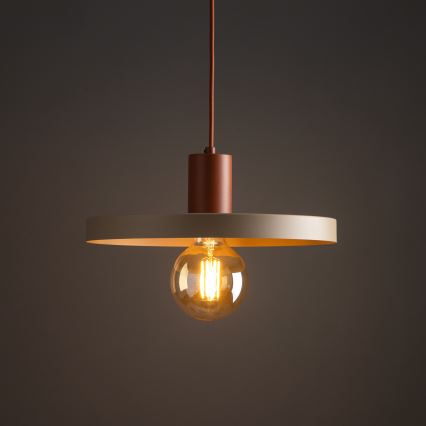 Ljuskrona med textilsladd SILA 1xE27/15W/230V diameter 40 cm beige/tegelsten