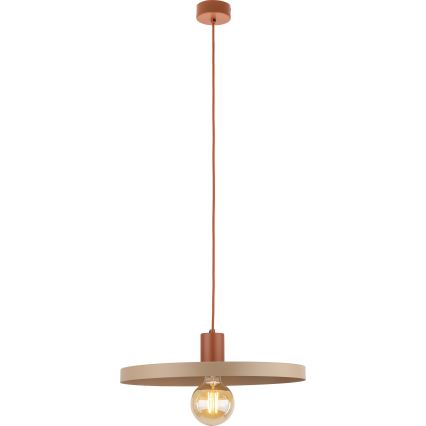 Ljuskrona med textilsladd SILA 1xE27/15W/230V diameter 40 cm beige/tegelsten