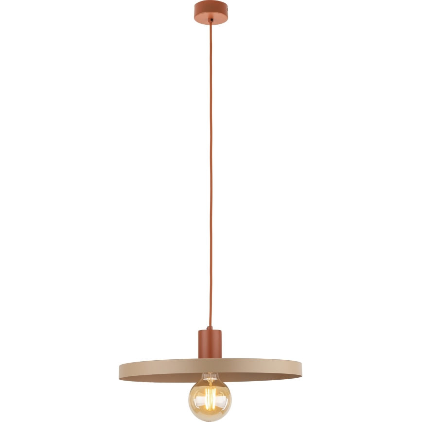 Ljuskrona med textilsladd SILA 1xE27/15W/230V diameter 40 cm beige/tegelsten