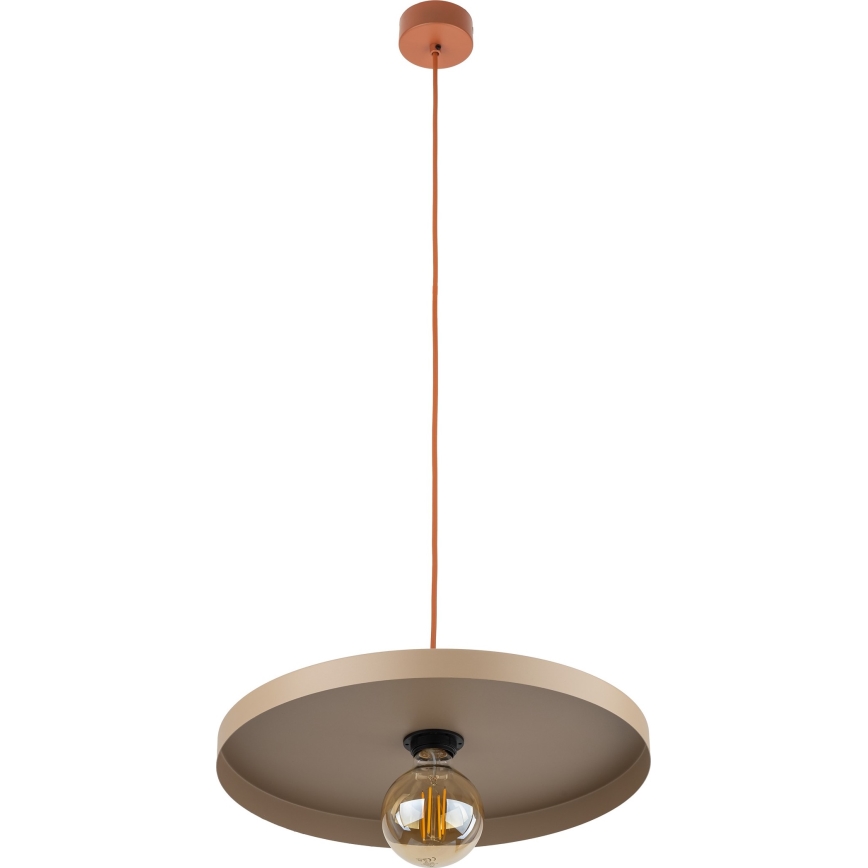 Ljuskrona med textilsladd SILA 1xE27/15W/230V diameter 40 cm beige/tegelsten