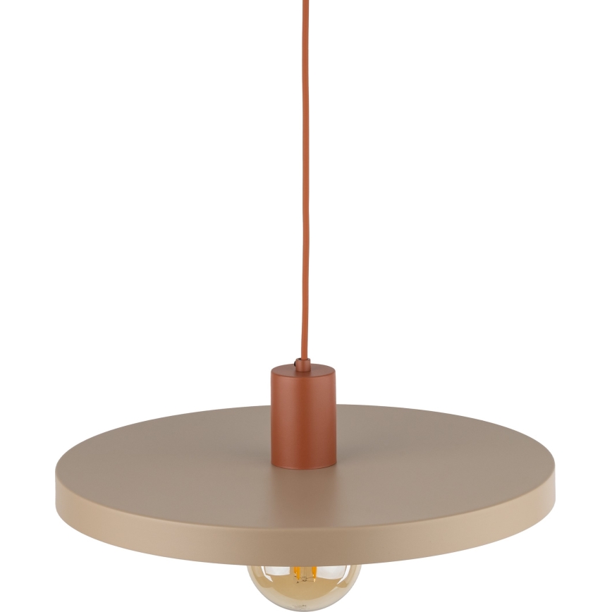 Ljuskrona med textilsladd SILA 1xE27/15W/230V diameter 40 cm beige/tegelsten