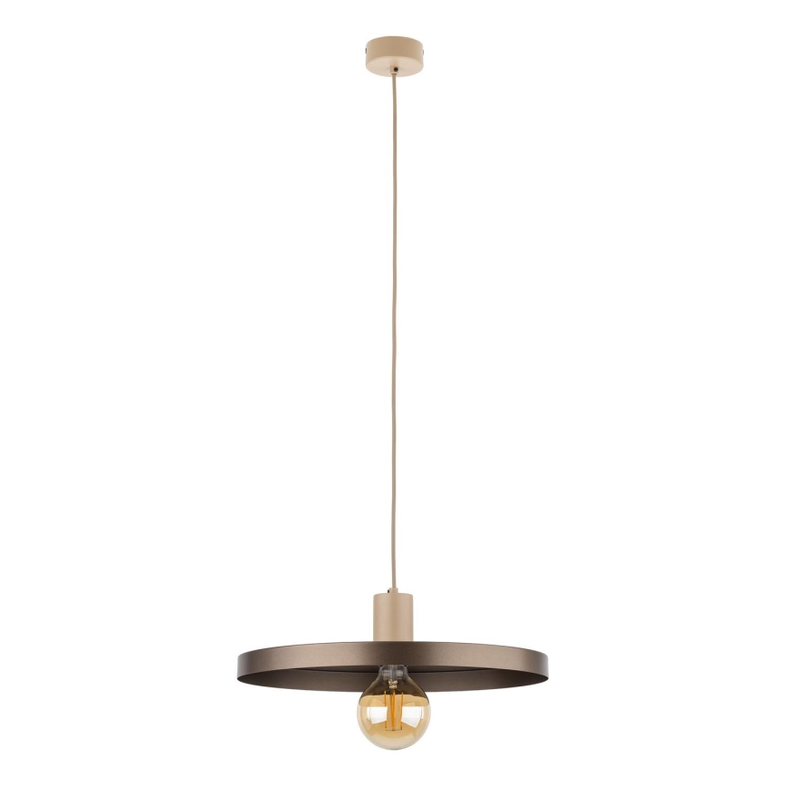 Ljuskrona med textilsladd SILA 1xE27/15W/230V diameter 40 cm brun/beige
