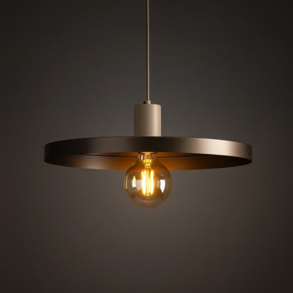 Ljuskrona med textilsladd SILA 1xE27/15W/230V diameter 40 cm brun/beige