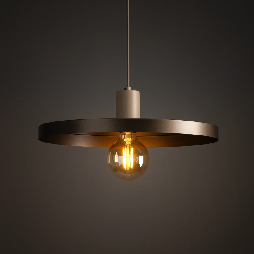 Ljuskrona med textilsladd SILA 1xE27/15W/230V diameter 40 cm brun/beige