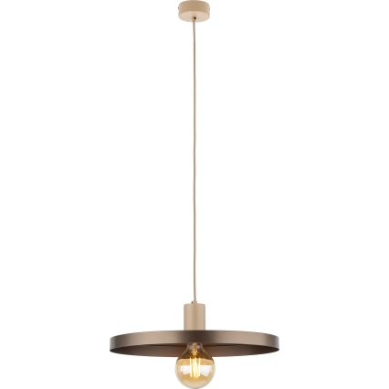 Ljuskrona med textilsladd SILA 1xE27/15W/230V diameter 40 cm brun/beige