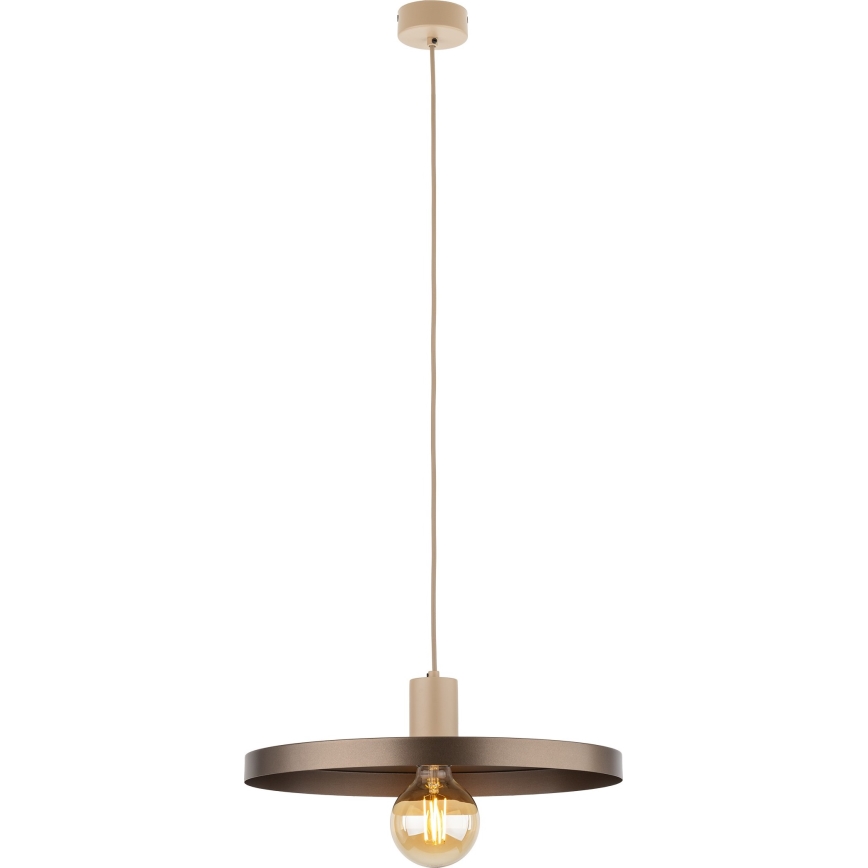 Ljuskrona med textilsladd SILA 1xE27/15W/230V diameter 40 cm brun/beige